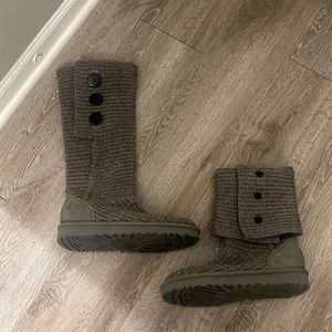 Ugg Grey Cardy Knit Sweater Boots - Size 9